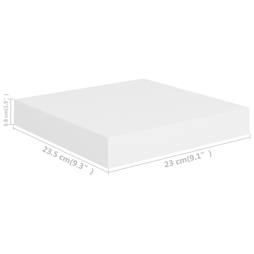 4 db fehér MDF lebegő fali polc 23 x 23,5 x 3,8 cm