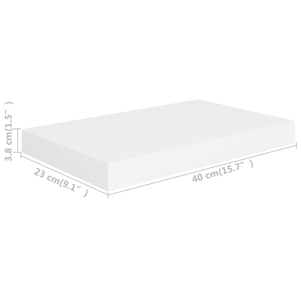 fehér MDF lebegő fali polc 40 x 23 x 3,8 cm