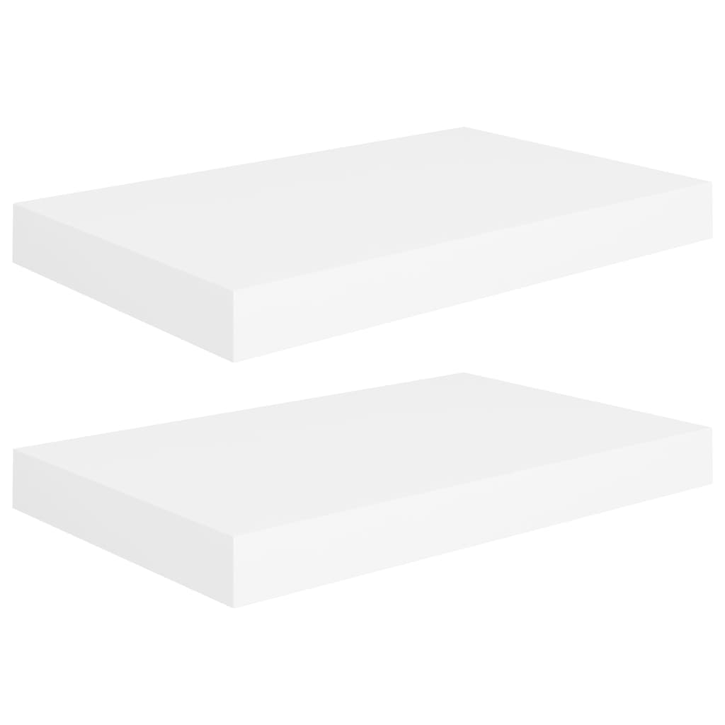 2 db fehér MDF lebegő fali polc 40 x 23 x 3,8 cm