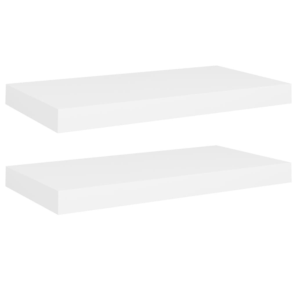 2 db fehér MDF lebegő fali polc 50 x 23 x 3,8 cm