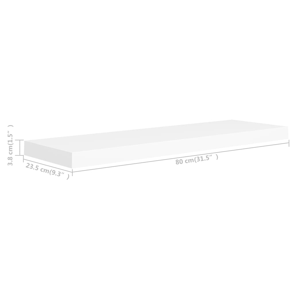 fehér MDF lebegő fali polc 80 x 23,5 x 3,8 cm