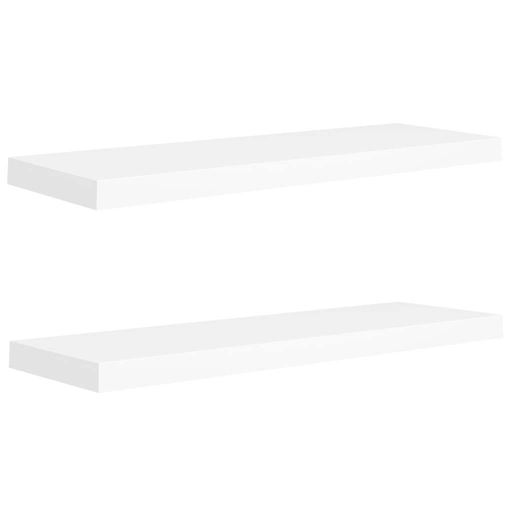 2 db fehér MDF lebegő fali polc 80 x 23,5 x 3,8 cm