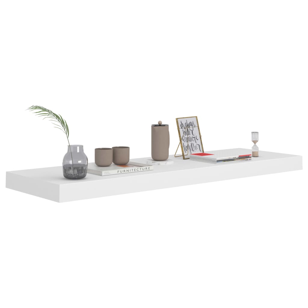 2 db fehér MDF lebegő fali polc 80 x 23,5 x 3,8 cm