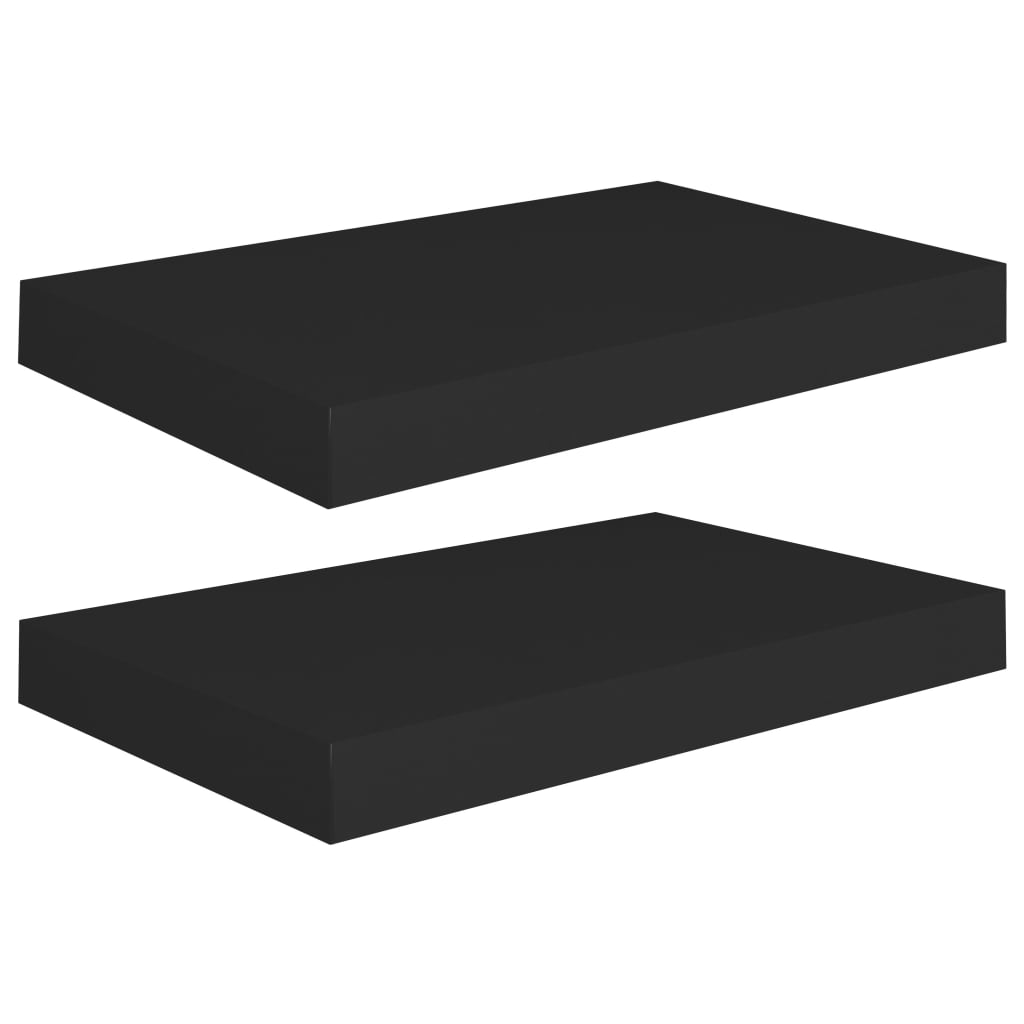 2 db fekete MDF lebegő fali polc 40 x 23 x 3,8 cm