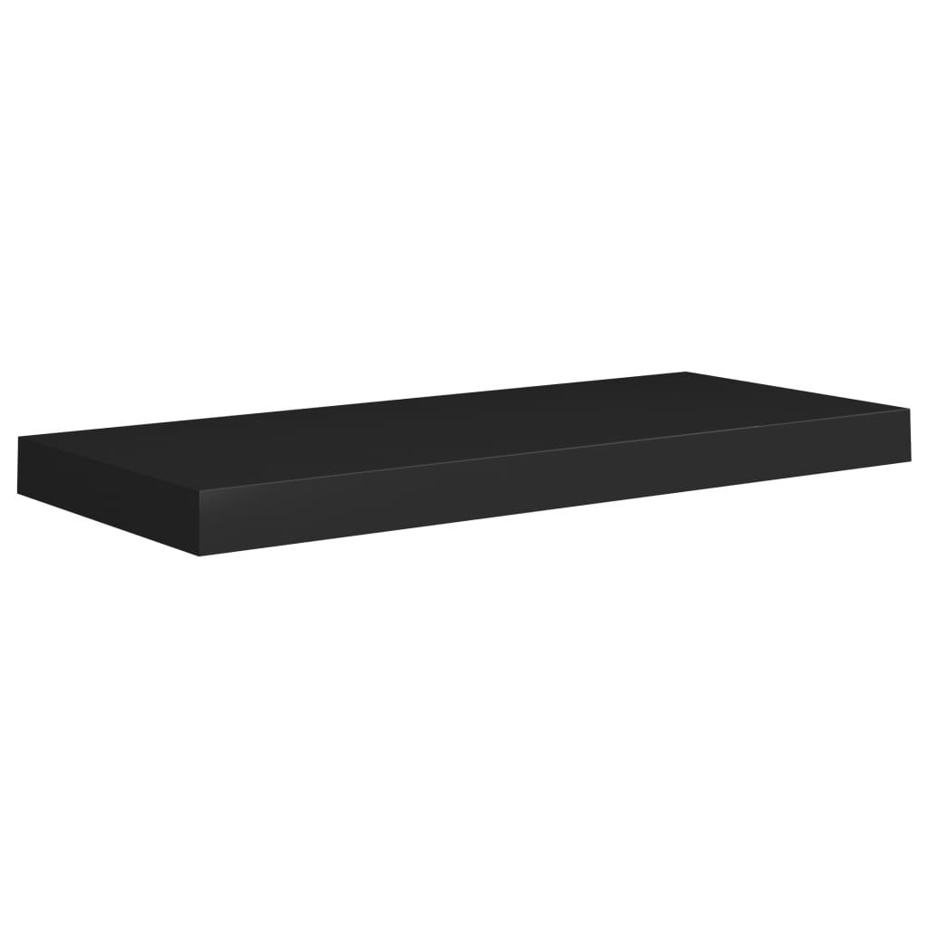 2 db fekete MDF lebegő fali polc 60 x 23,5 x 3,8 cm