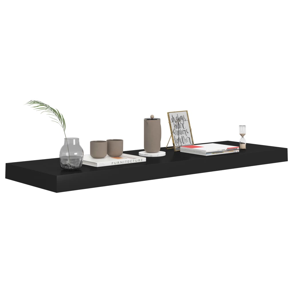 fekete MDF lebegő fali polc 80 x 23,5 x 3,8 cm