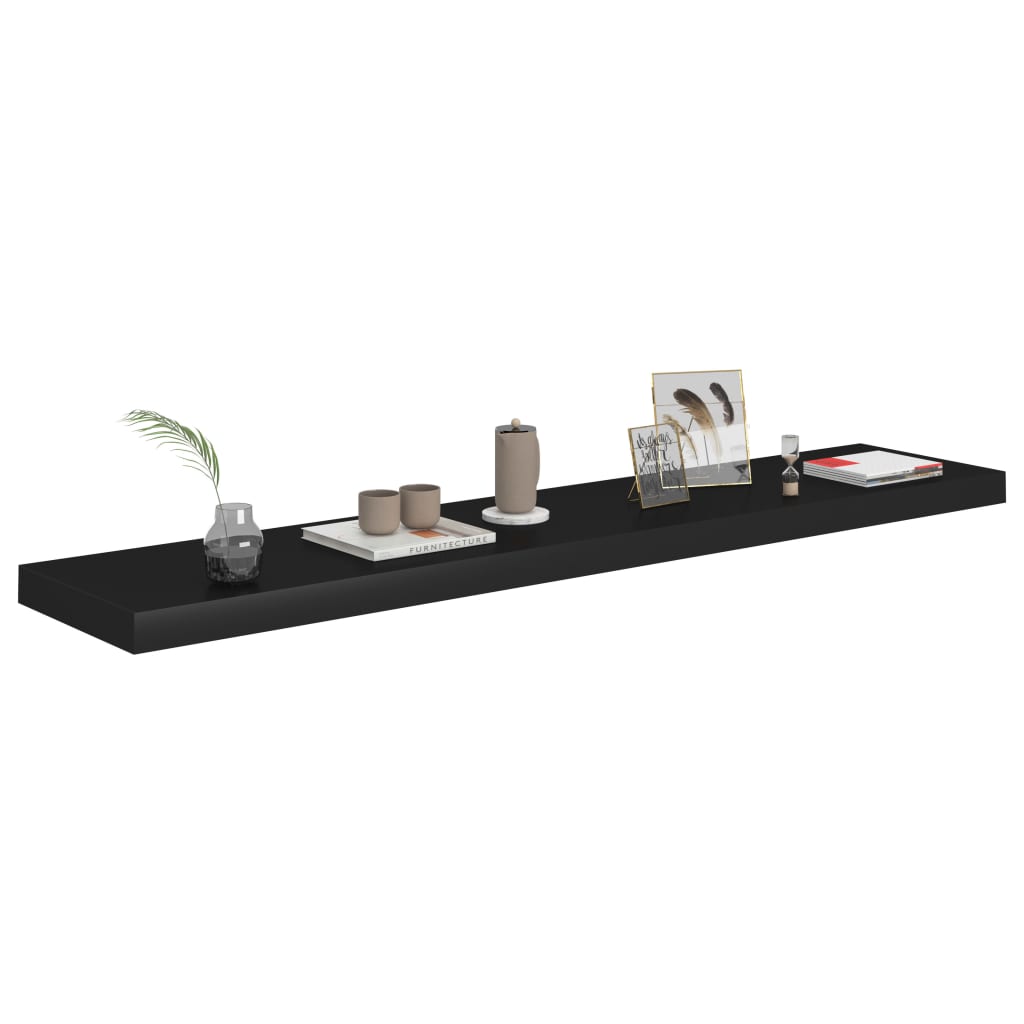 fekete MDF lebegő fali polc 120 x 23,5 x 3,8 cm