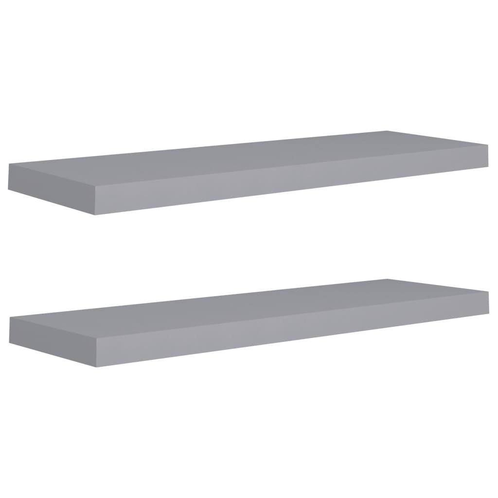 2 db szürke MDF lebegő fali polc 80 x 23,5 x 3,8 cm