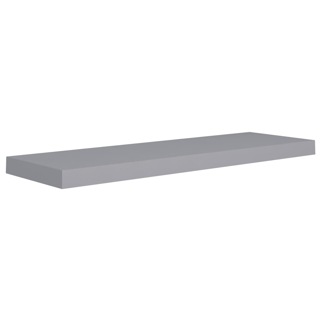 2 db szürke MDF lebegő fali polc 80 x 23,5 x 3,8 cm
