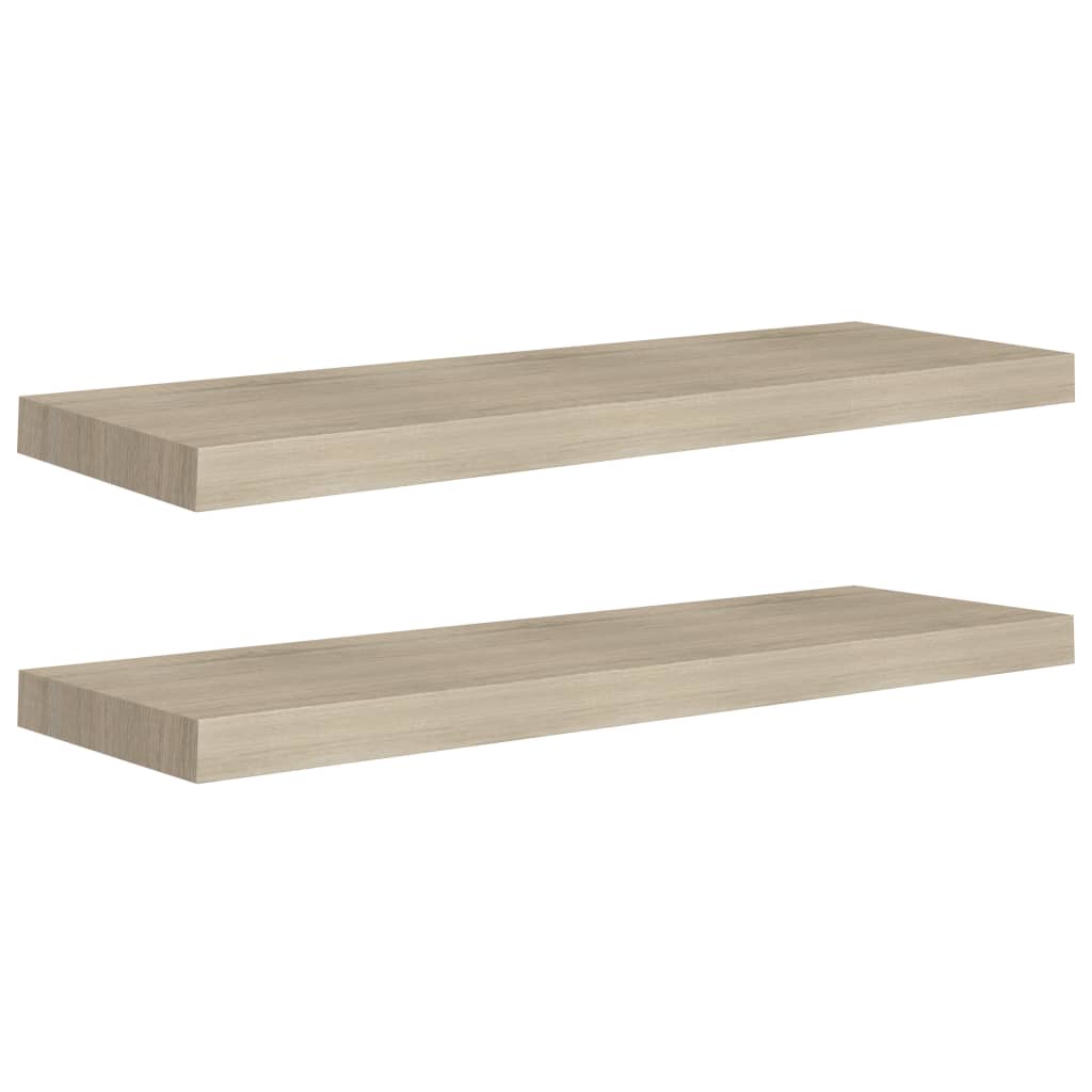 2 db tölgyszínű MDF lebegő fali polc 80 x 23,5 x 3,8 cm
