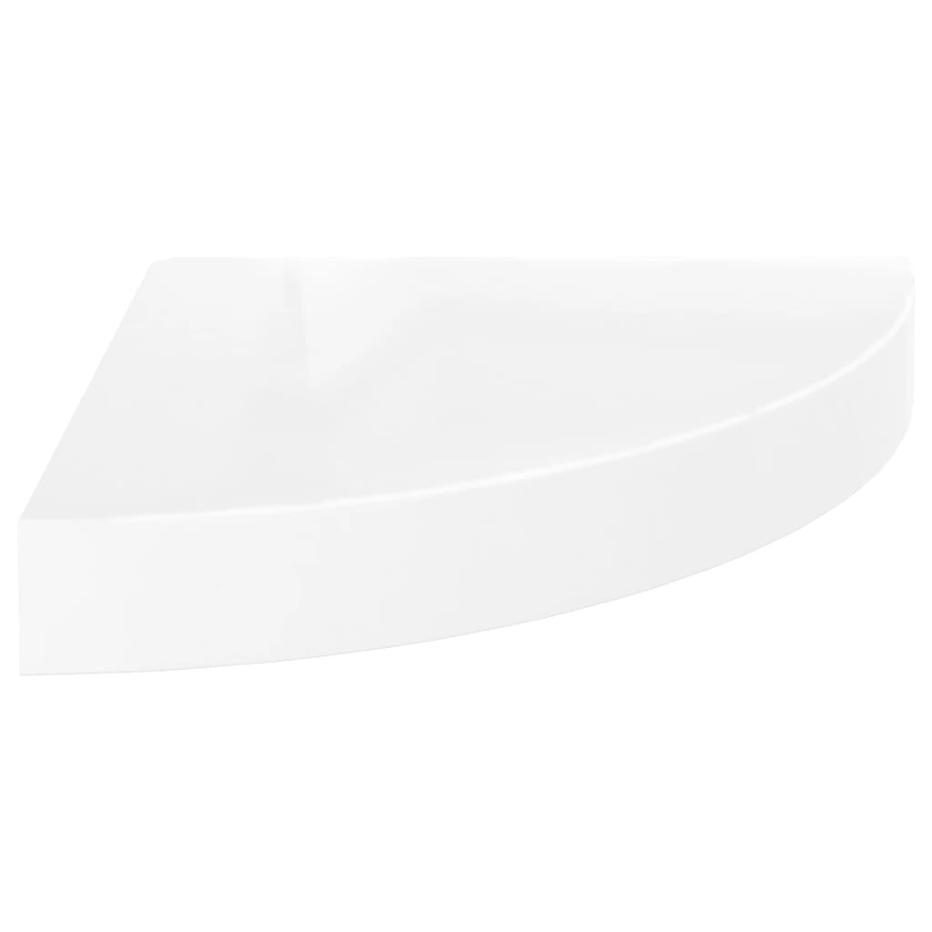 2 db magasfényű fehér MDF lebegő sarokpolc 25 x 25 x 3,8 cm