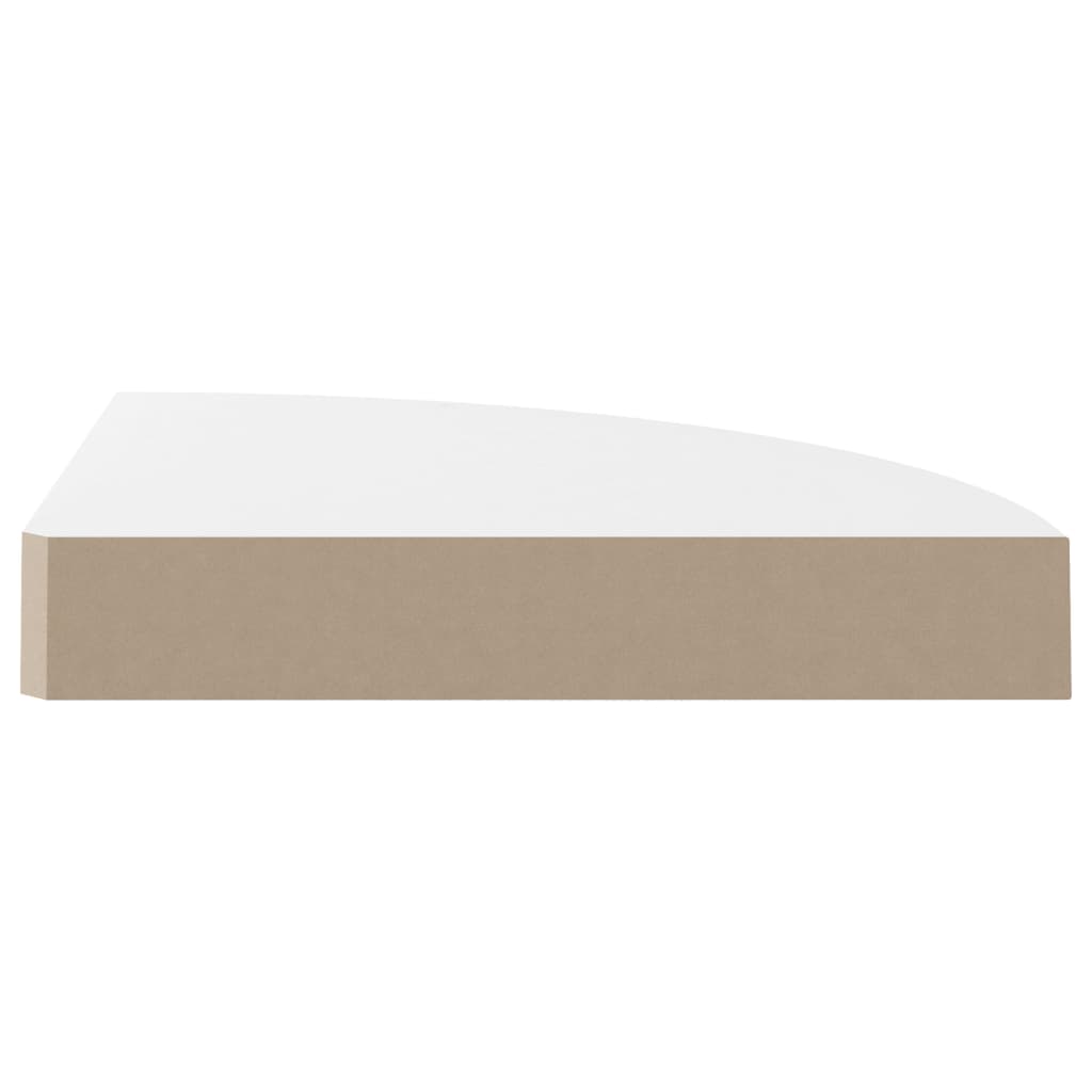 2 db magasfényű fehér MDF lebegő sarokpolc 25 x 25 x 3,8 cm