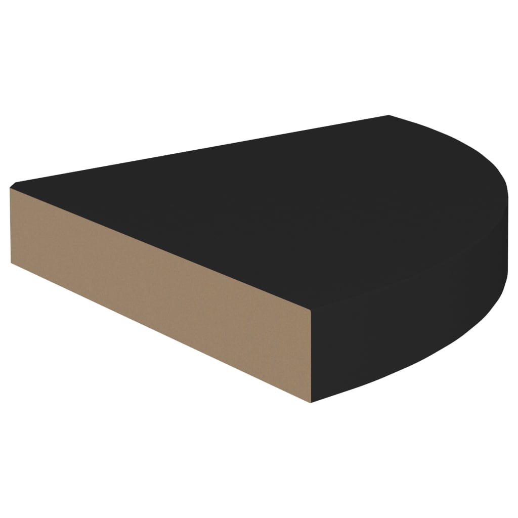 2 db fekete MDF lebegő sarokpolc 25 x 25 x 3,8 cm