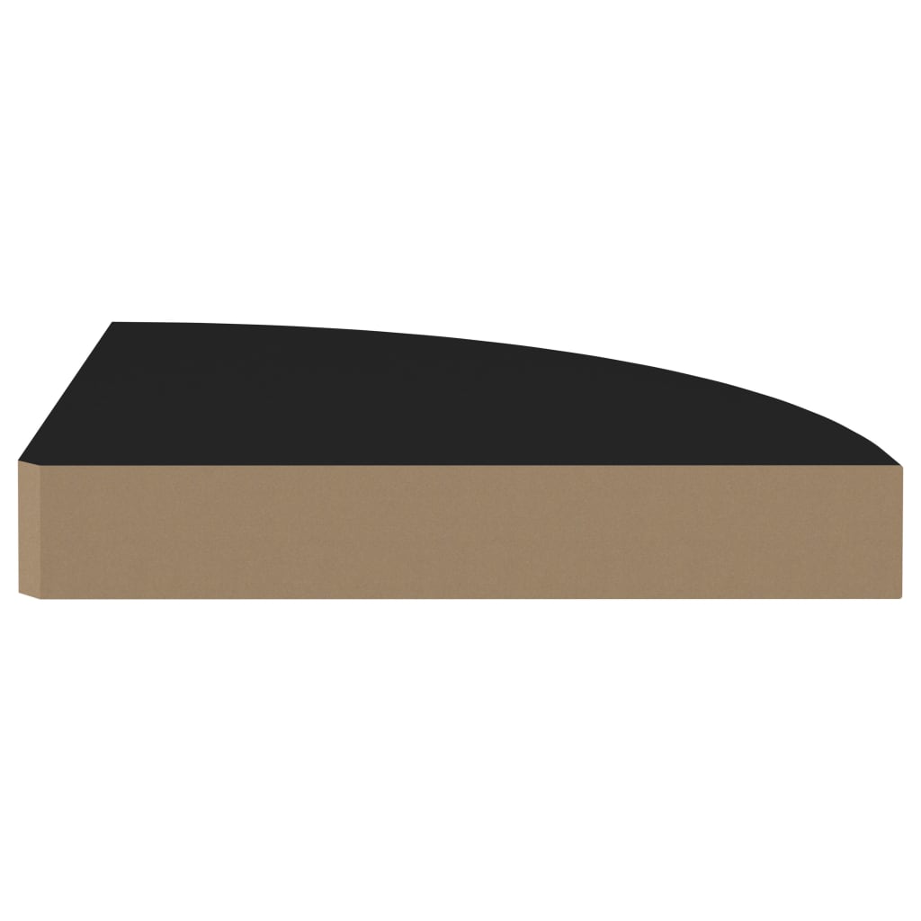 2 db fekete MDF lebegő sarokpolc 25 x 25 x 3,8 cm