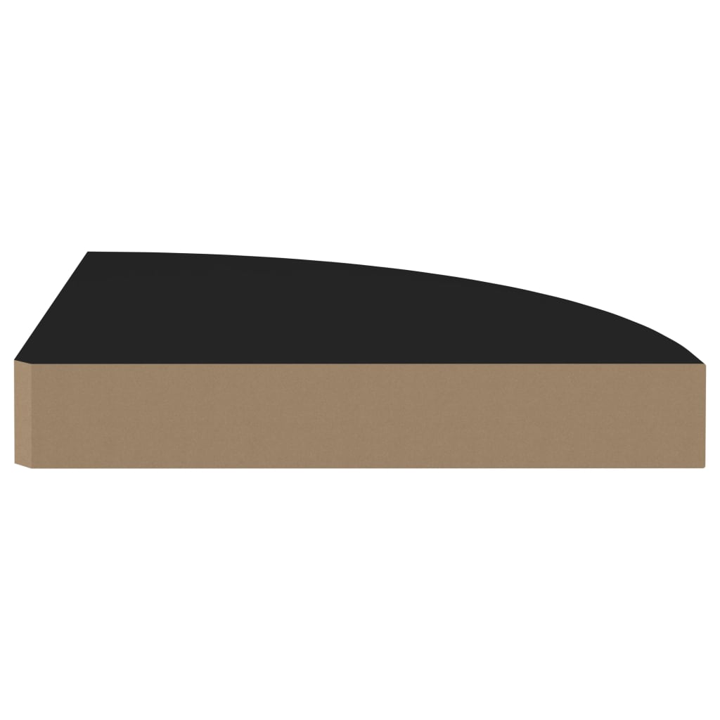 4 db fekete MDF lebegő sarokpolc 25 x 25 x 3,8 cm