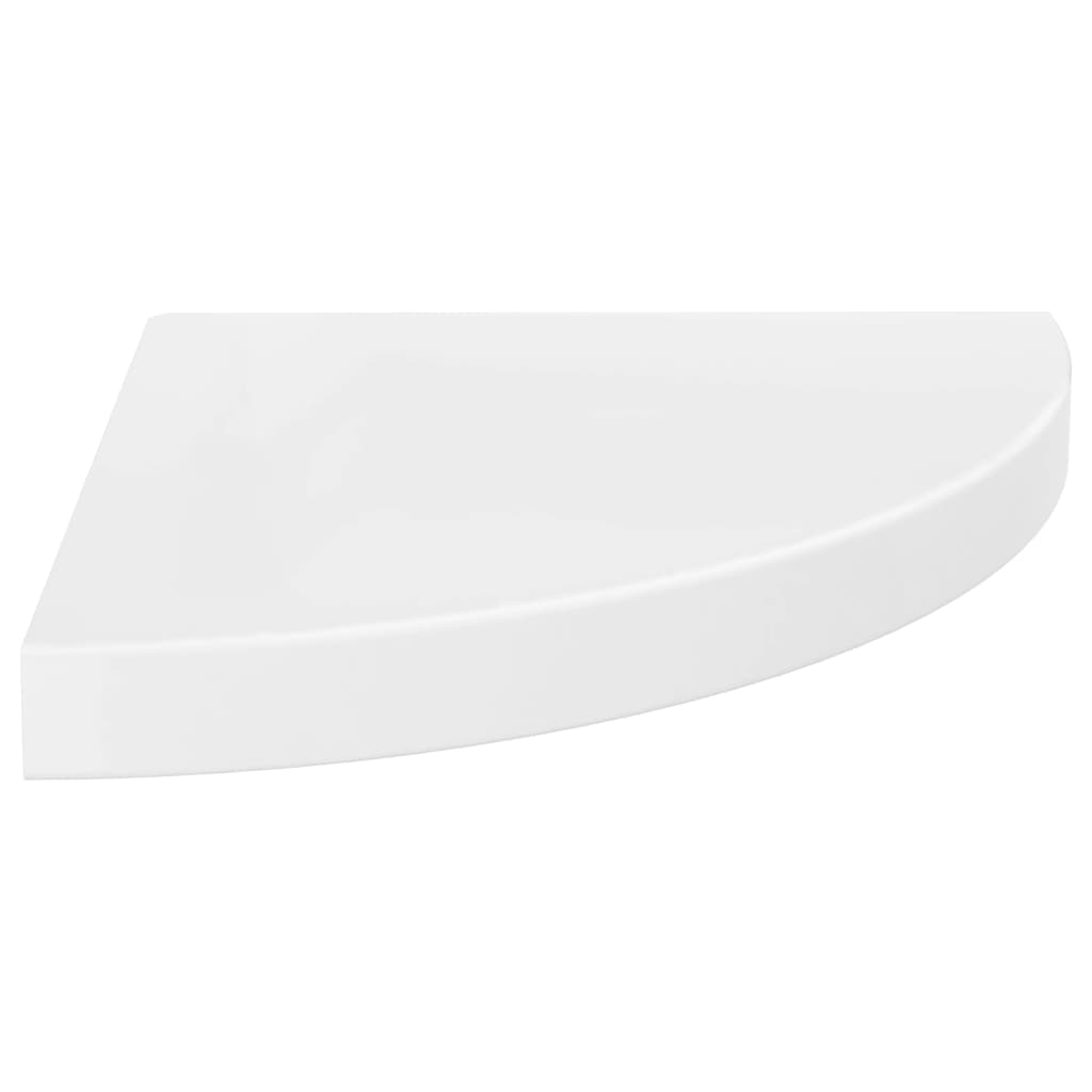 2 db magasfényű fehér MDF lebegő sarokpolc 35 x 35 x 3,8 cm