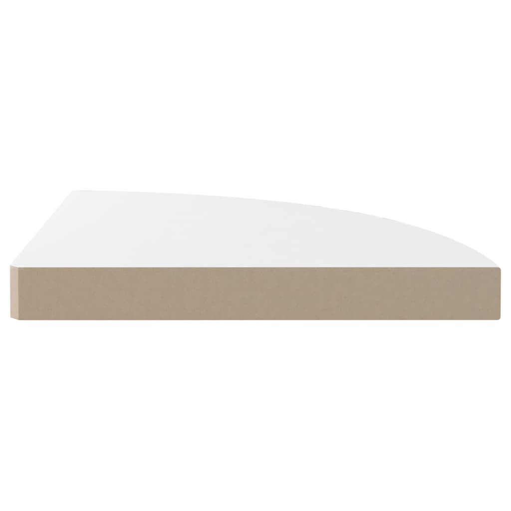 2 db magasfényű fehér MDF lebegő sarokpolc 35 x 35 x 3,8 cm
