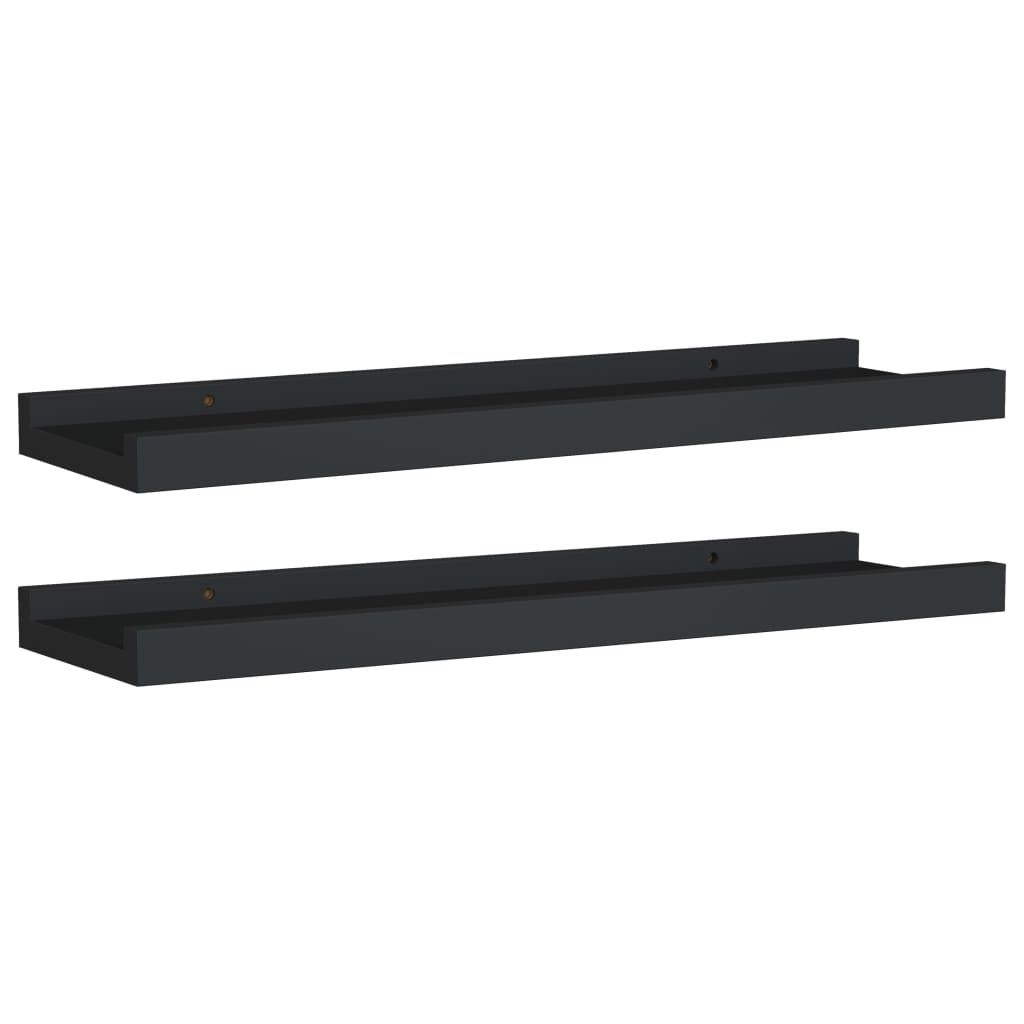 2 db fekete MDF szegélypolc képkeretekhez 40 x 9 x 3 cm