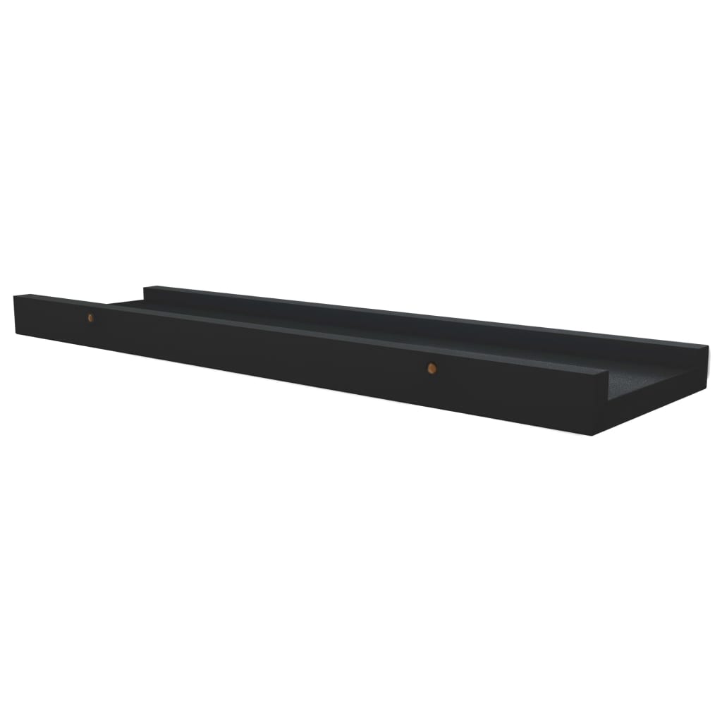 2 db fekete MDF szegélypolc képkeretekhez 40 x 9 x 3 cm
