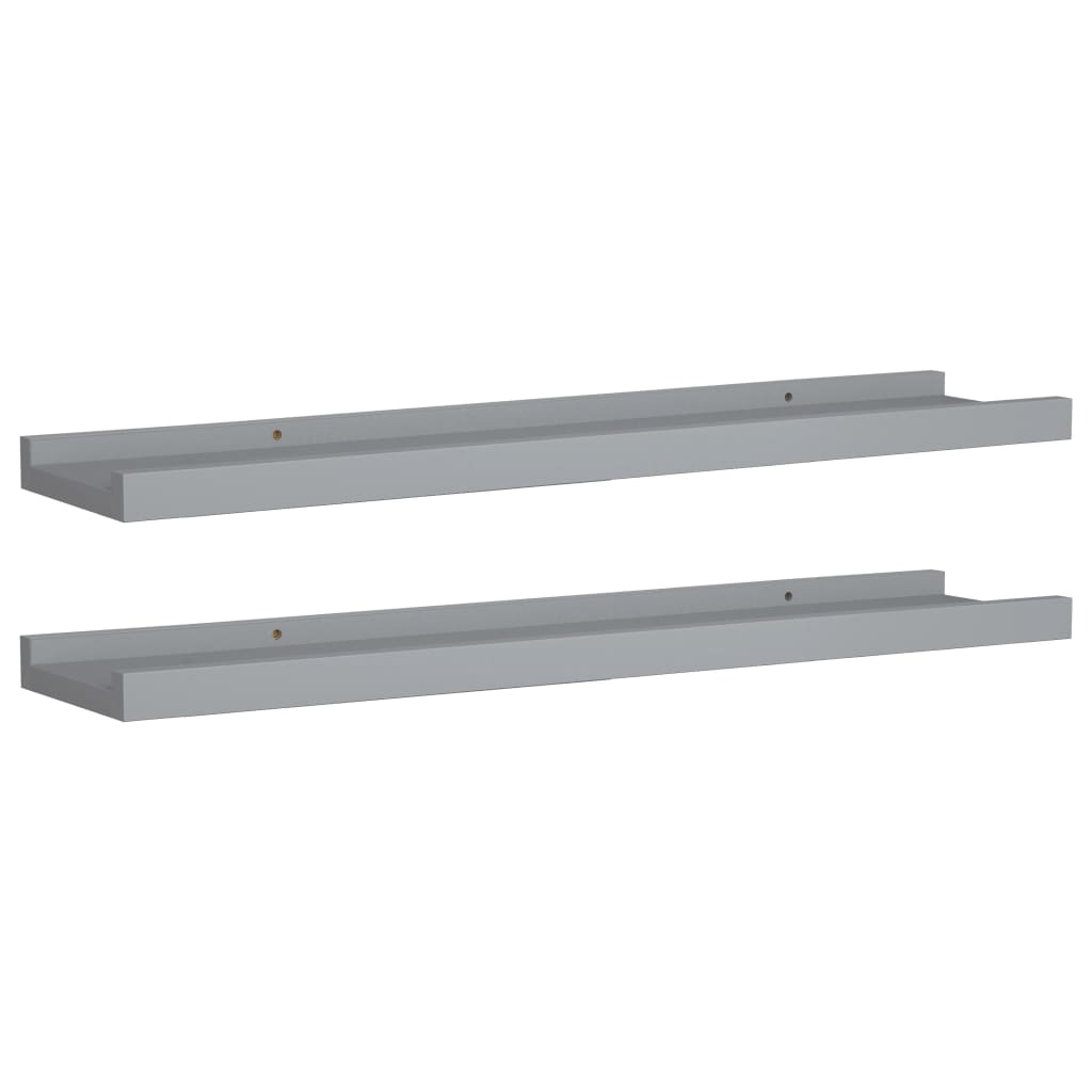 2 db szürke MDF szegélypolc képkeretekhez 60 x 9 x 3 cm
