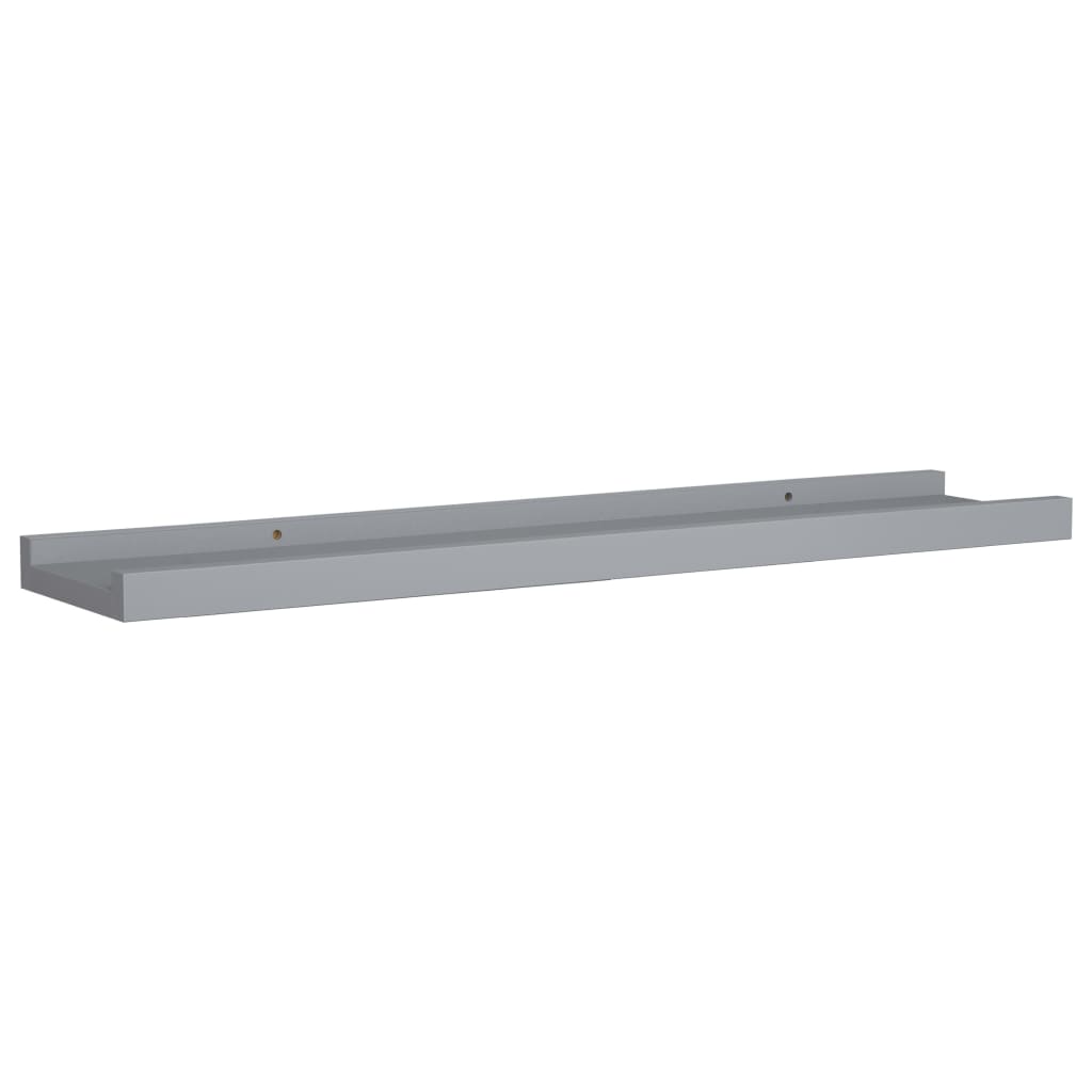 2 db szürke MDF szegélypolc képkeretekhez 60 x 9 x 3 cm