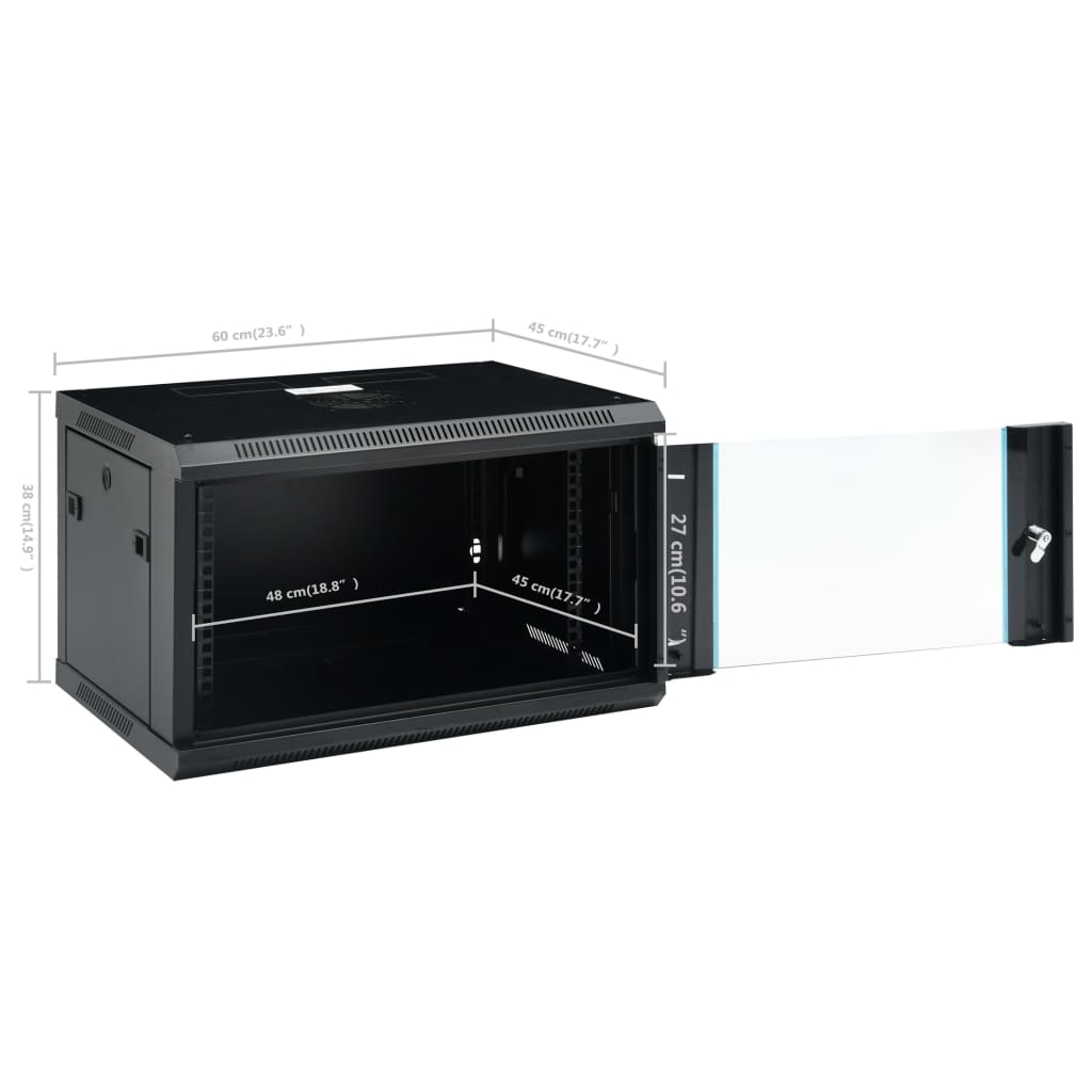 6U fali hálózati szekrény 19" IP20 600 x 450 x 375 mm