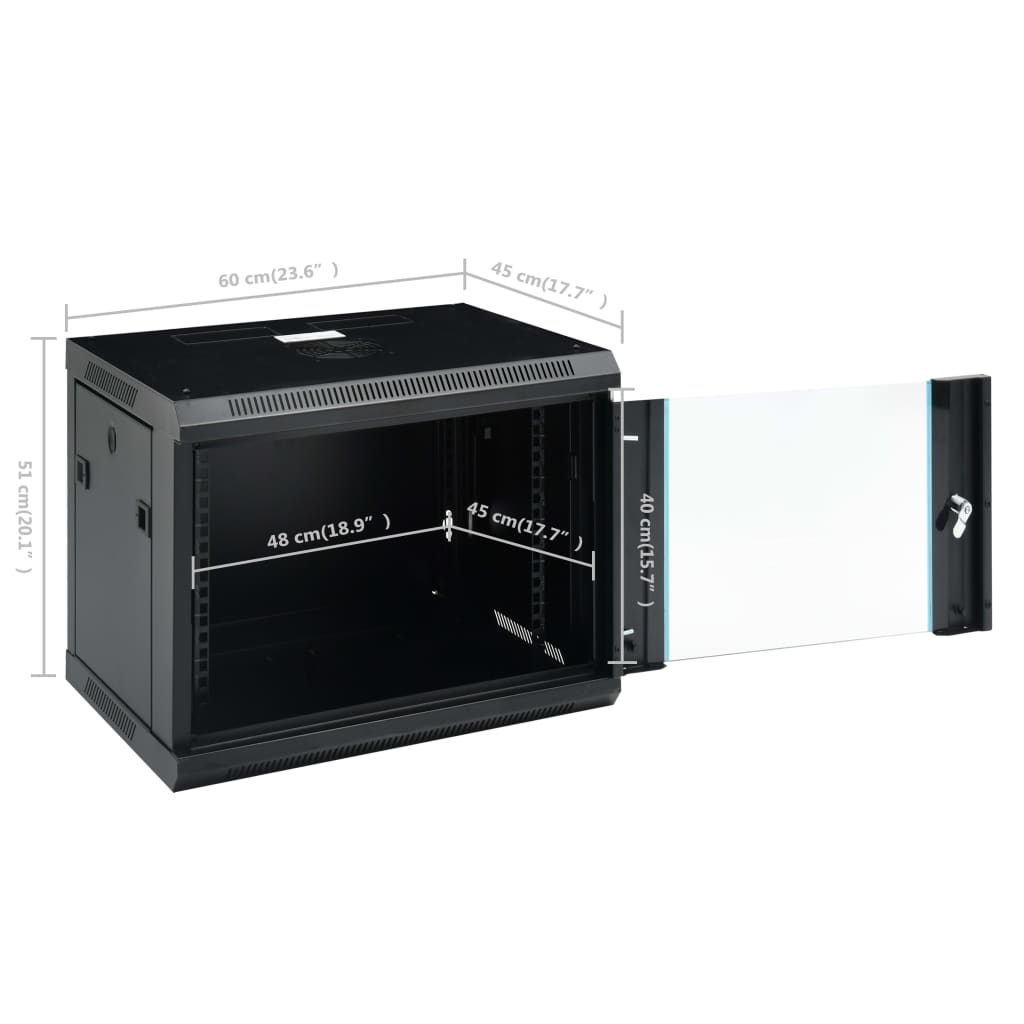 9U fali hálózati szekrény 19" IP20 600 x 450 x 510 mm