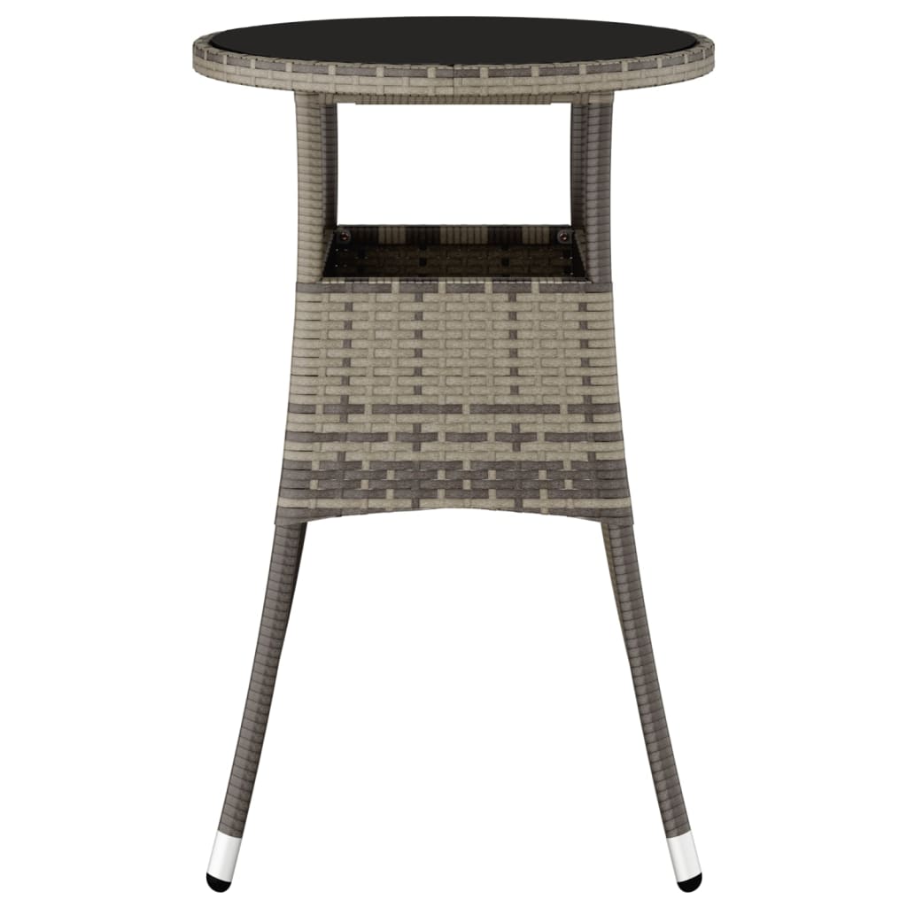 szürke polyrattan és edzett üveg kerti asztal Ø60 x 75 cm