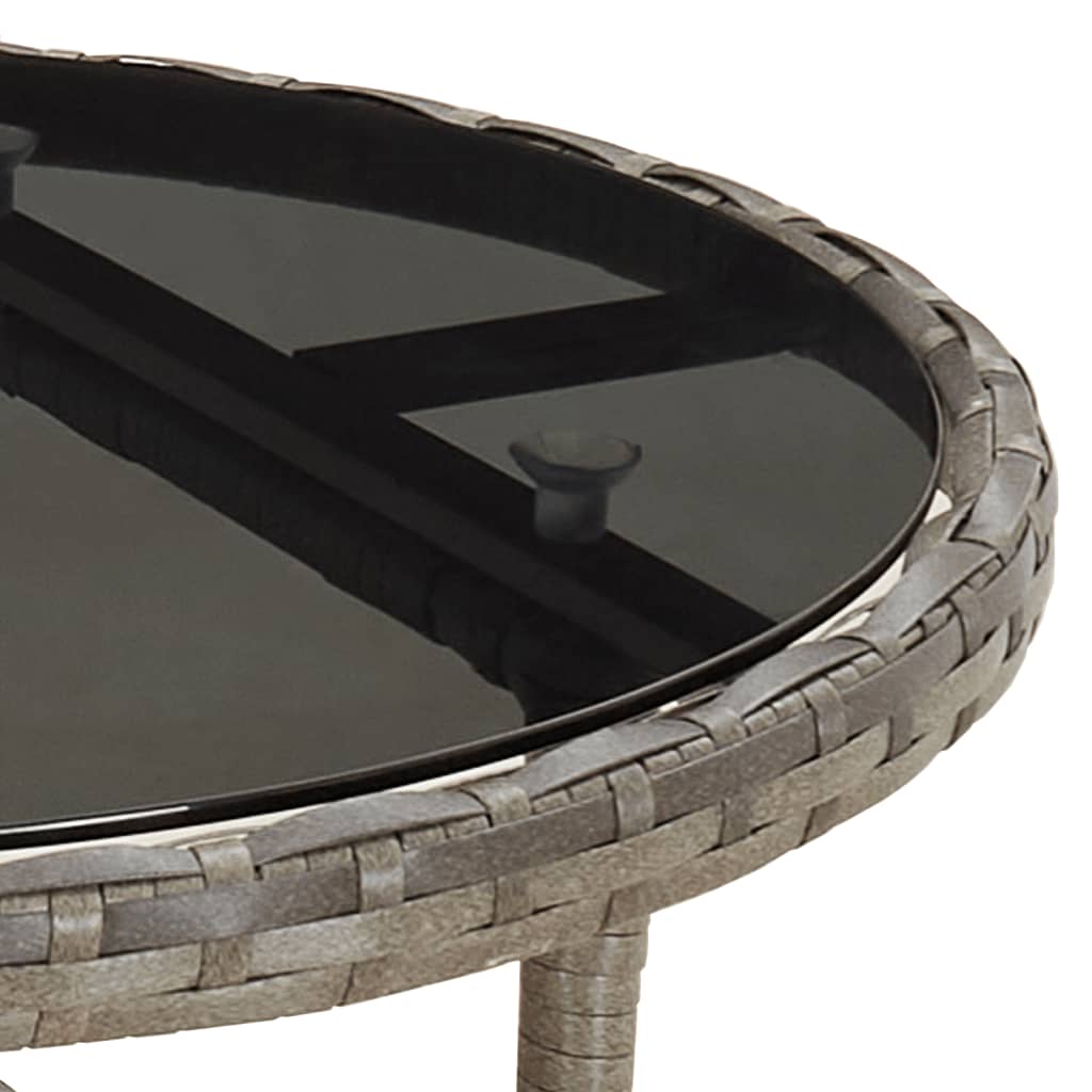 szürke polyrattan és edzett üveg kerti asztal Ø60 x 75 cm