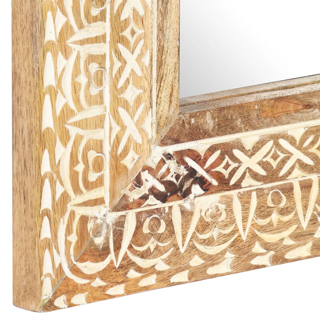 kézzel faragott tömör mangófa tükör 110 x 50 x 2,6 cm
