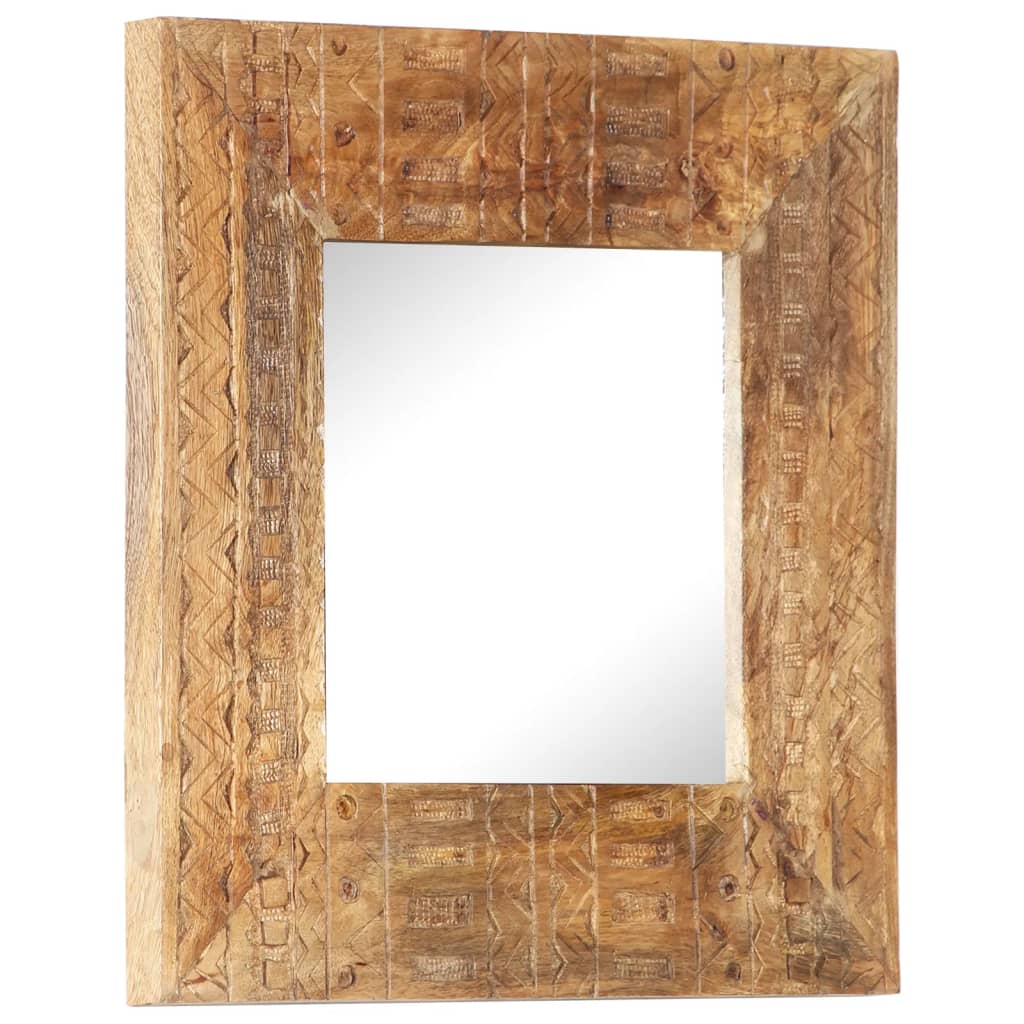 kézzel faragott tömör mangófa tükör 50 x 50 x 2,5 cm