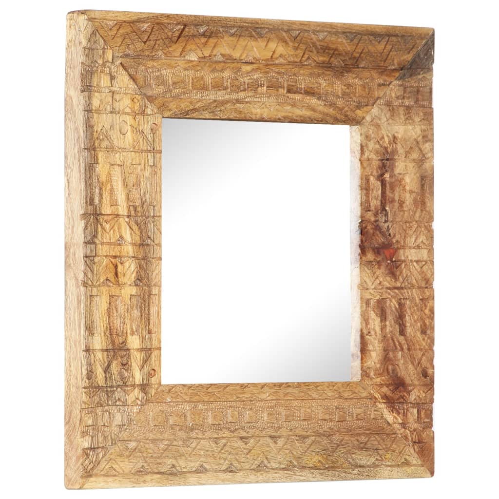 kézzel faragott tömör mangófa tükör 50 x 50 x 2,5 cm