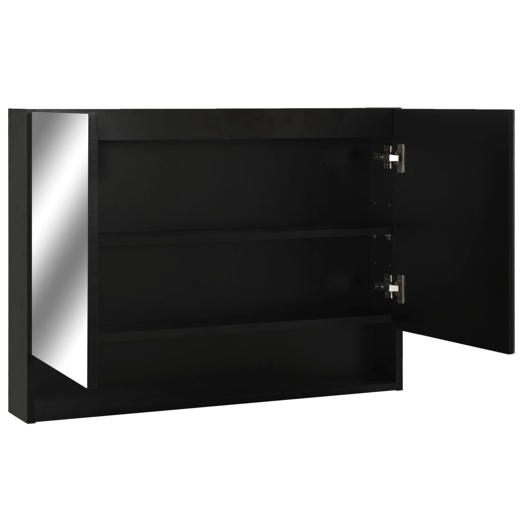fekete MDF tükrös fürdőszobaszekrény 80 x 15 x 60 cm