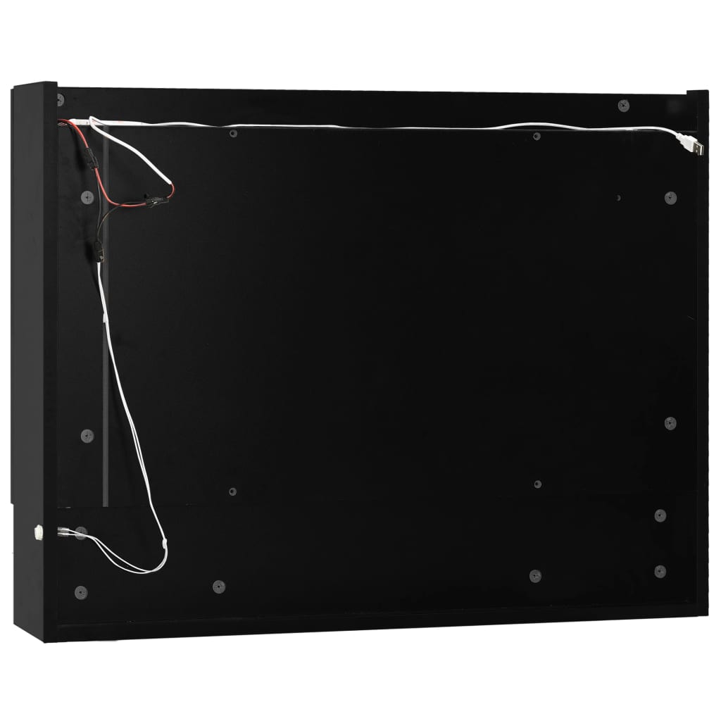 fekete MDF tükrös fürdőszobaszekrény 80 x 15 x 60 cm