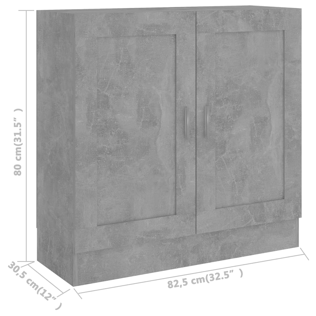 betonszürke szerelt fa könyvszekrény 82,5 x 30,5 x 80 cm