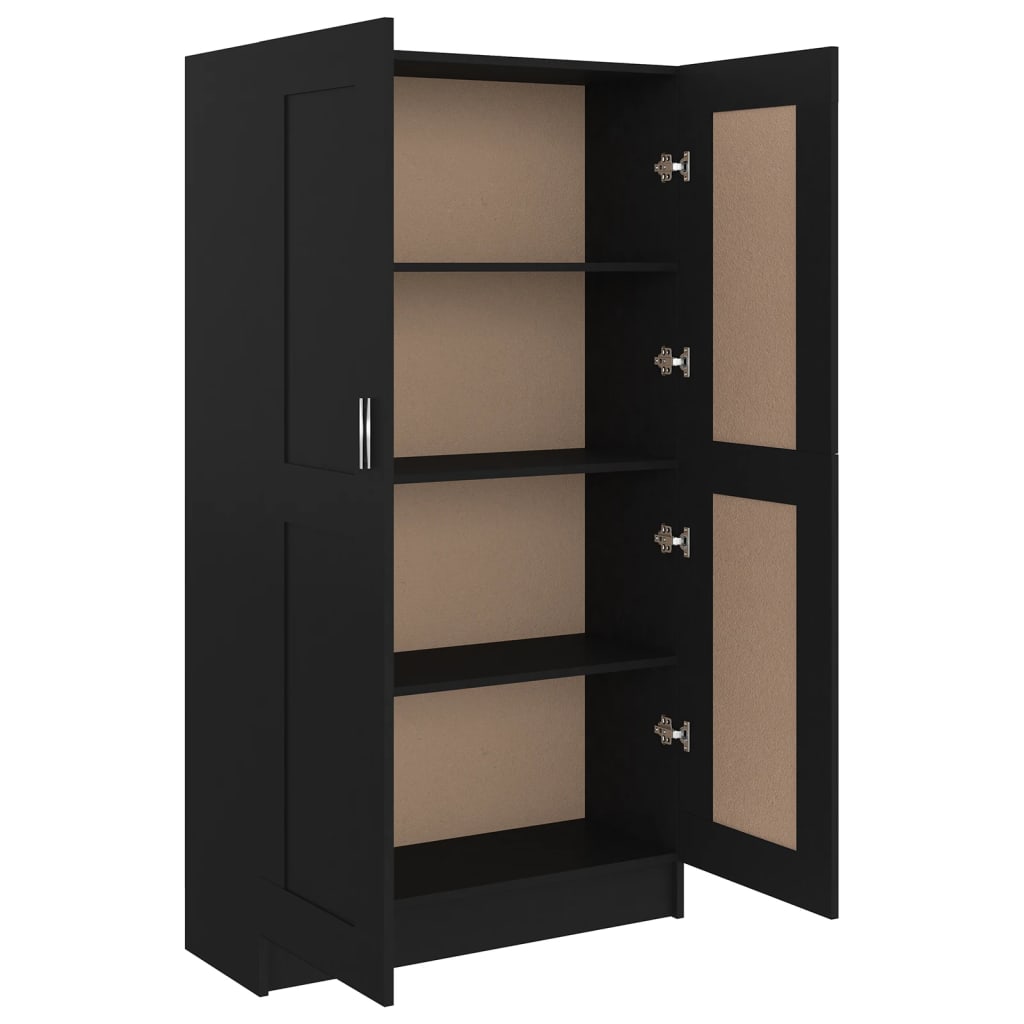 fekete szerelt fa könyvszekrény 82,5 x 30,5 x 150 cm