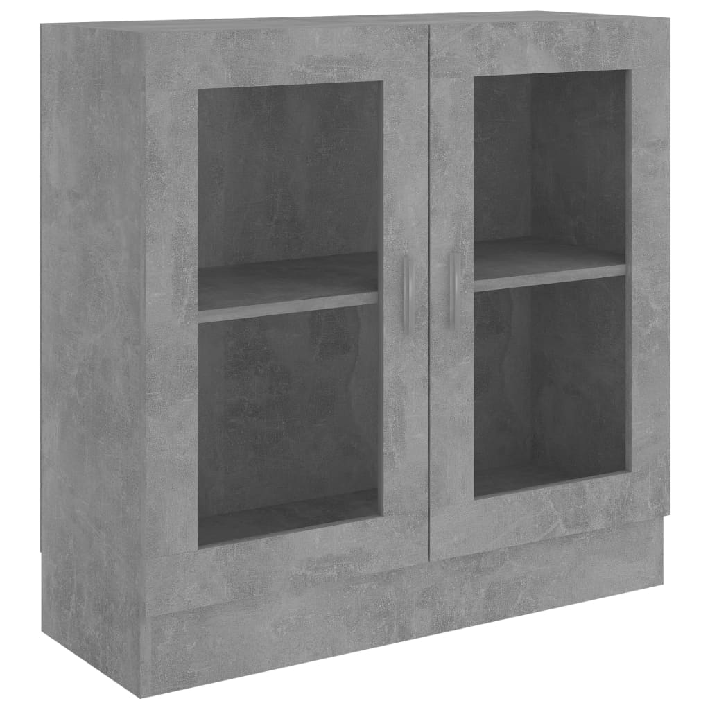 betonszürke szerelt fa vitrinszekrény 82,5 x 30,5 x 80 cm
