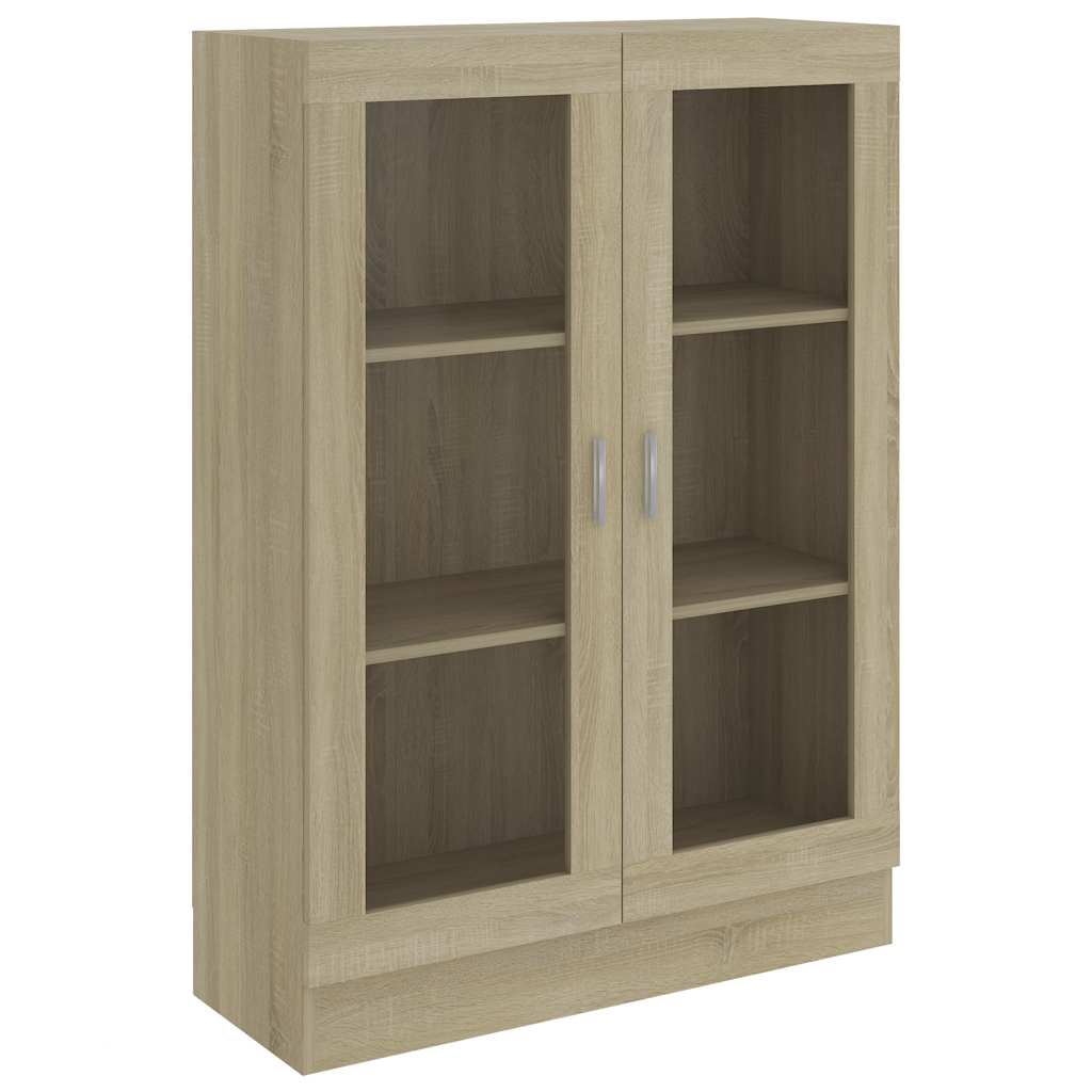 sonoma tölgy színű szerelt fa vitrinszekrény 82,5x30,5x115 cm