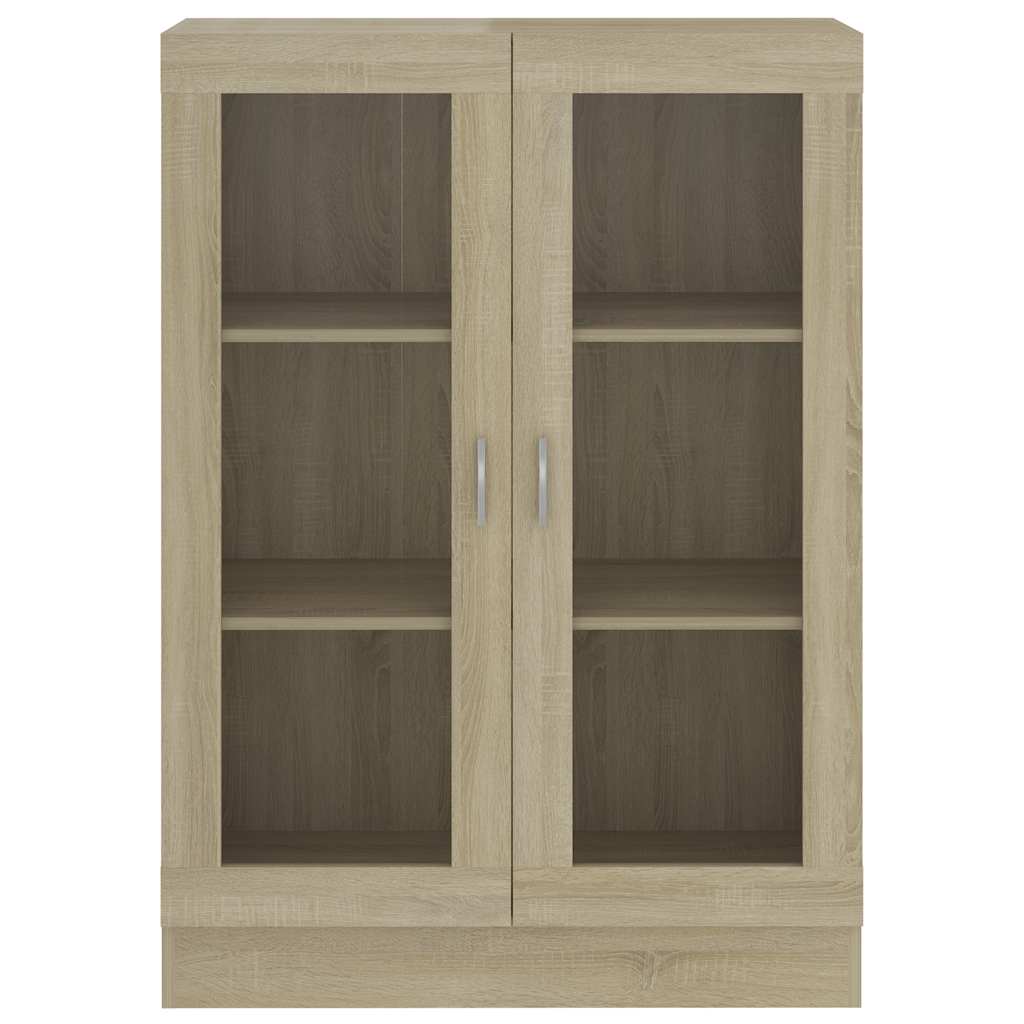 sonoma tölgy színű szerelt fa vitrinszekrény 82,5x30,5x115 cm