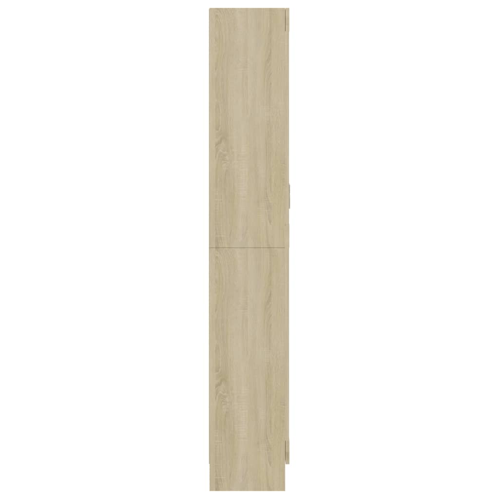 sonoma tölgy színű szerelt fa vitrinszekrény 82,5x30,5x185 cm