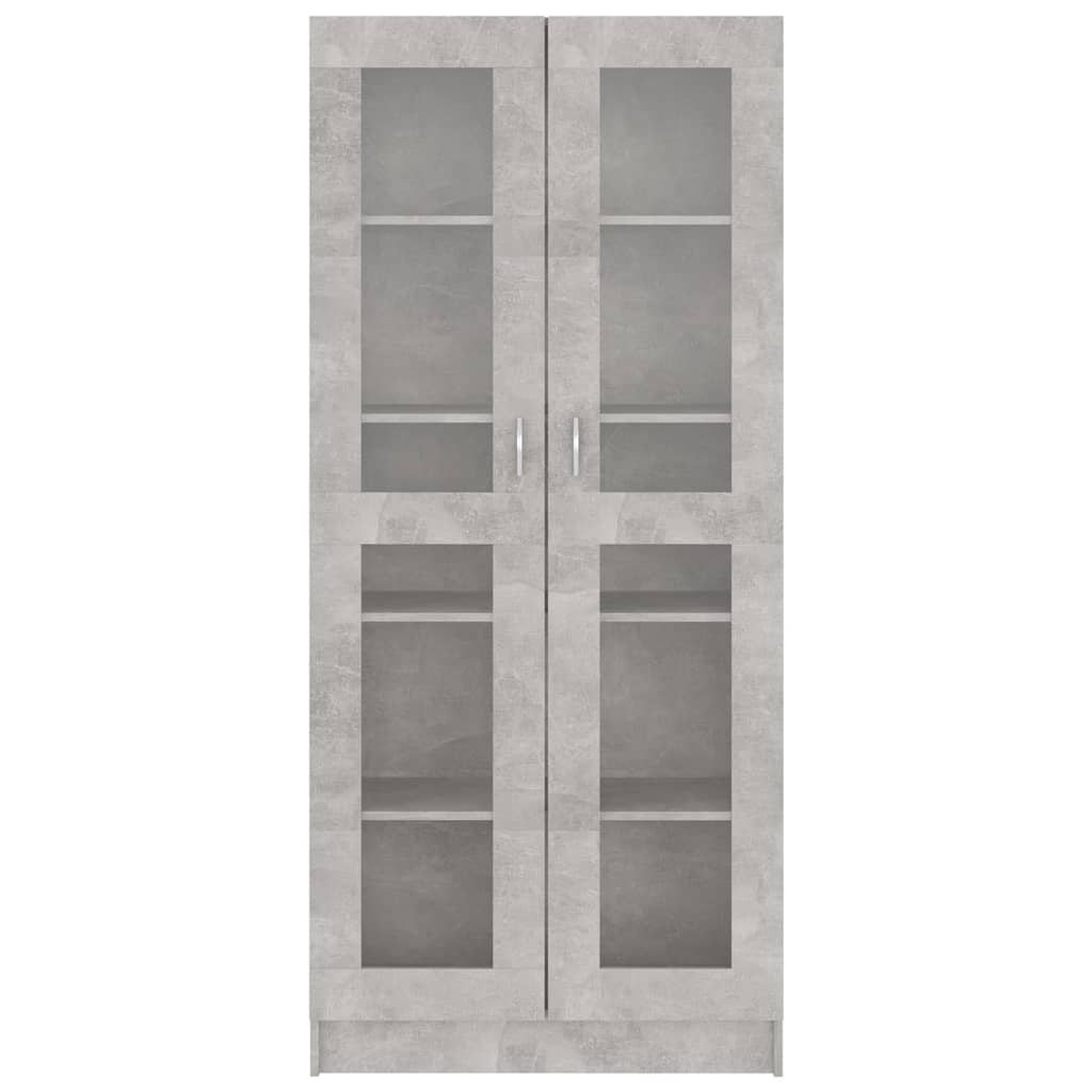 betonszürke szerelt fa vitrinszekrény 82,5 x 30,5 x 185,5 cm