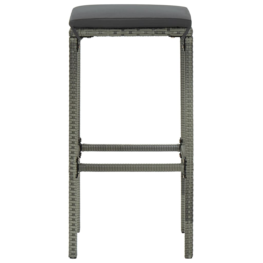 2 db szürke polyrattan bárszék párnával