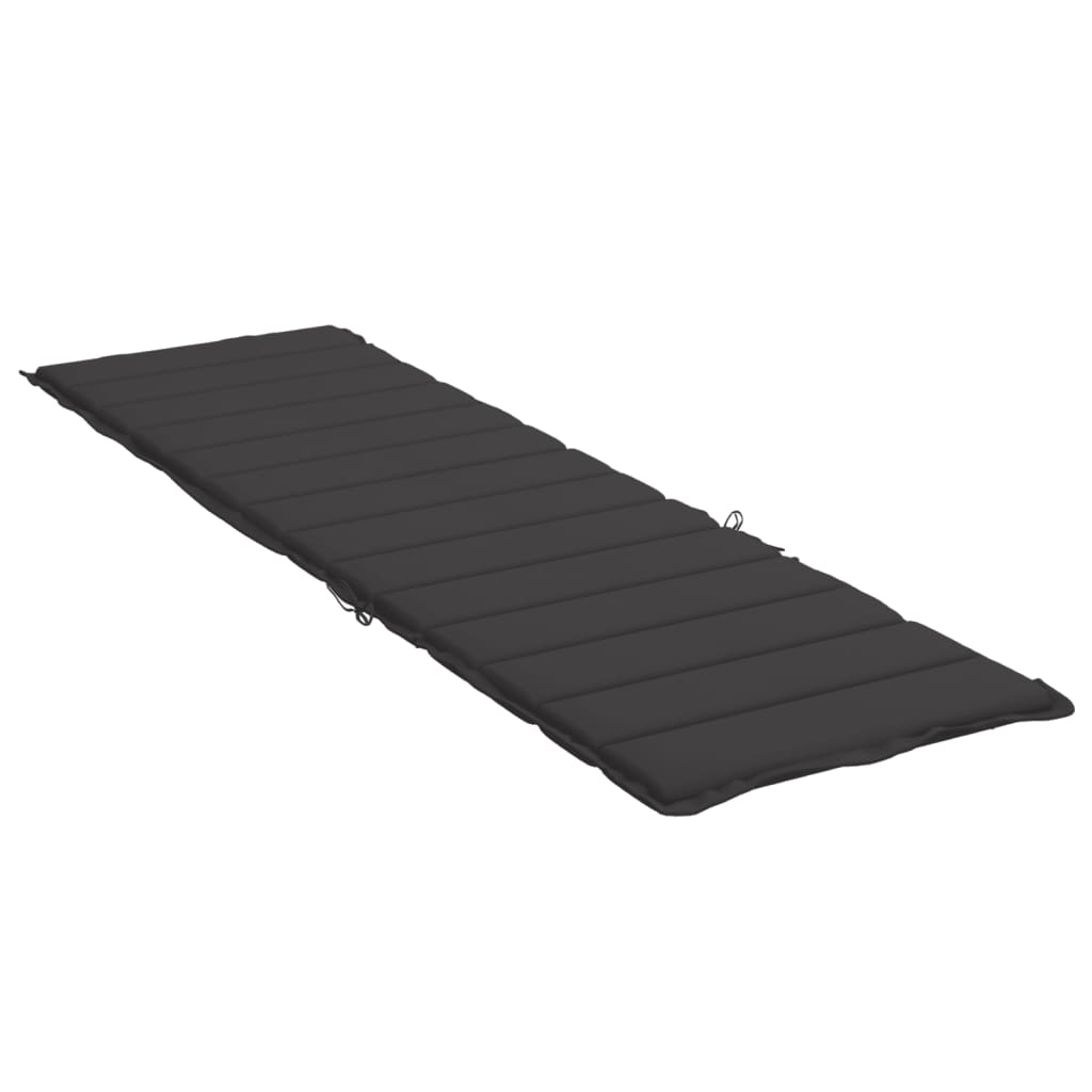 fekete oxford szövet napozóágy párna 200 x 50 x 3 cm