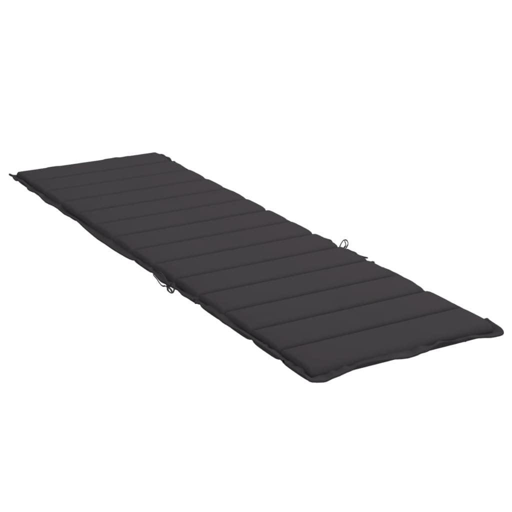 fekete oxford szövet napozóágy párna 200 x 70 x 3 cm