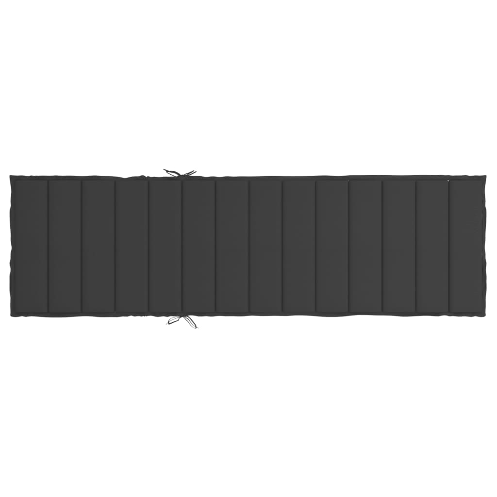 fekete oxford szövet napozóágy párna 200 x 70 x 3 cm