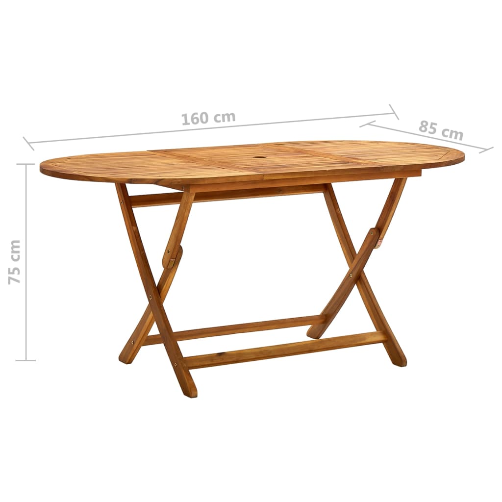 tömör akácfa összecsukható kerti asztal 160 x 85 x 75 cm