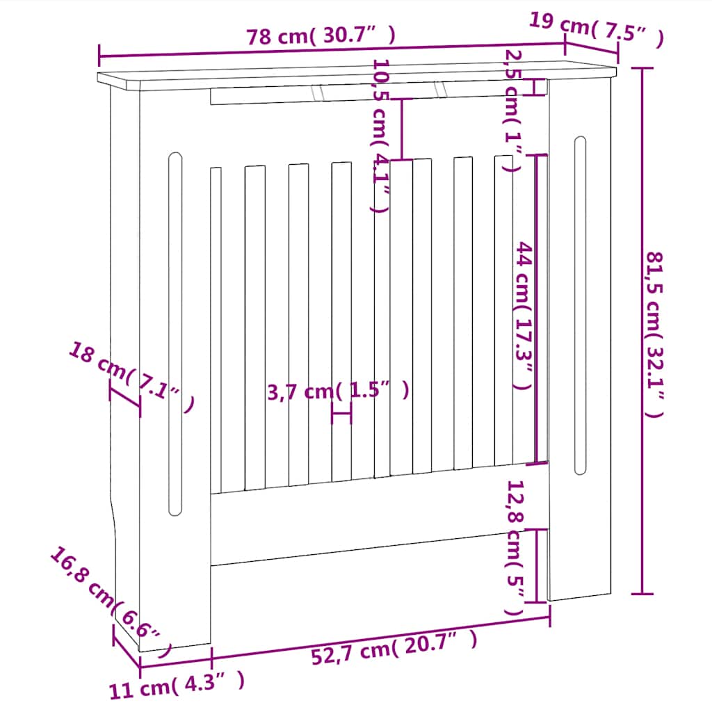 MDF radiátorburkolat 78 cm