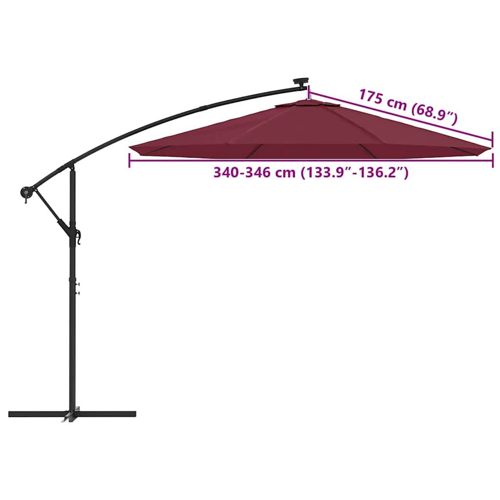 bordóvörös konzolos napernyőponyva 350 cm