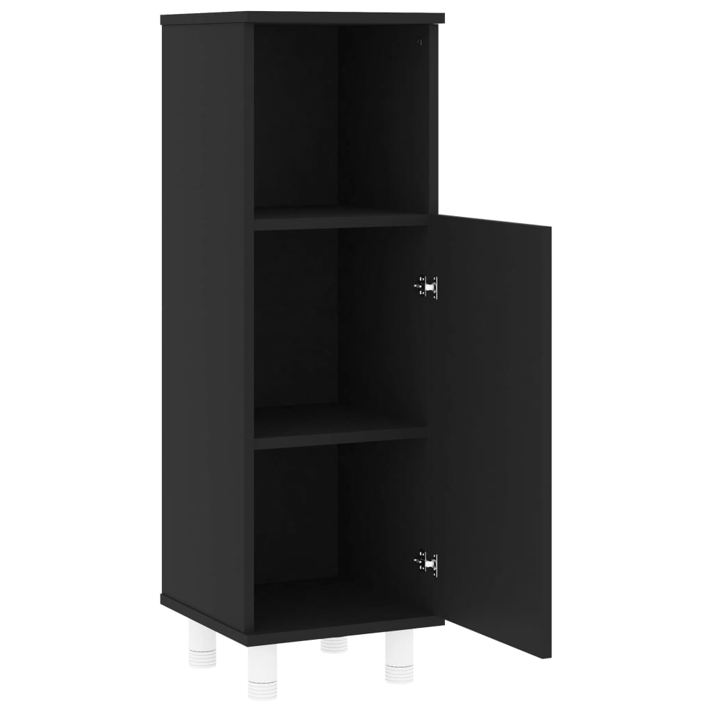 3 részes fekete forgácslap fürdőszobai bútorszett