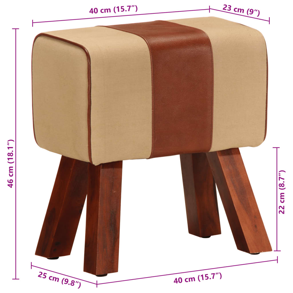 barna valódi bőr és tömör mangófa tornapad 38 cm